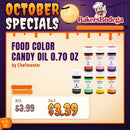 Chefmaster Food Color Candy Oil 0.70 oz oil-based colorant for chocolate and candy melts, on sale for $3.39 at BakersBodega.