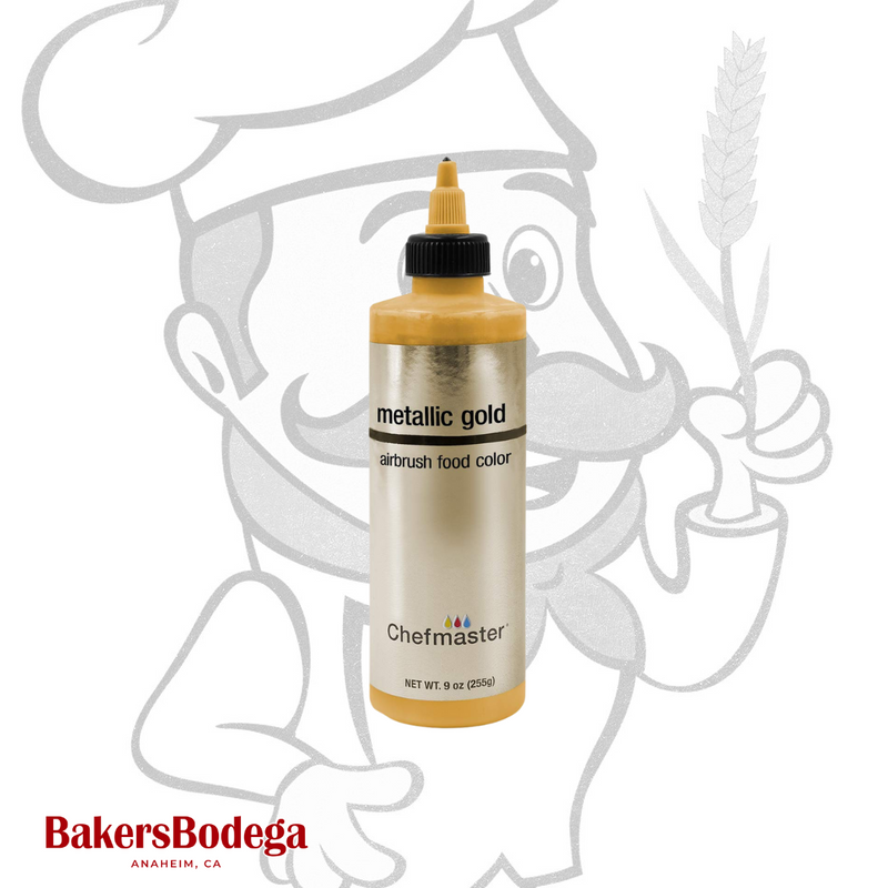 Chefmaster Airbrush Metallic Gold Food Coloring 9 oz Bottle