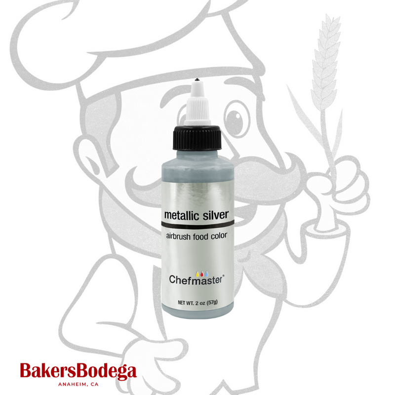 Chefmaster® Airbrush metallic food color 2 oz - BakersBodega – Baking & Cake Decorating Supplies SupeStore